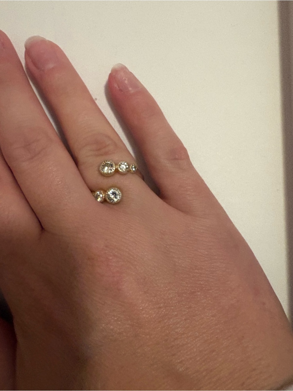 Gold Open Band Ring with Clear Stones - Women Jewelry